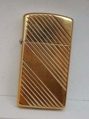 Zippo slim gold plated lighter like new, classic with monogram