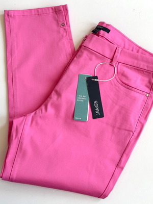 Esprit women's pants new, organic blend slim fit pink size 42