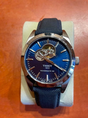 Tissot Gentleman Powermatic 80 ρολόι μεταχειρισμένο, μπλε καντράν