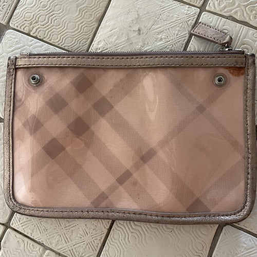 Burberry shoulder tote bag used, transparent pink PVC with pouch