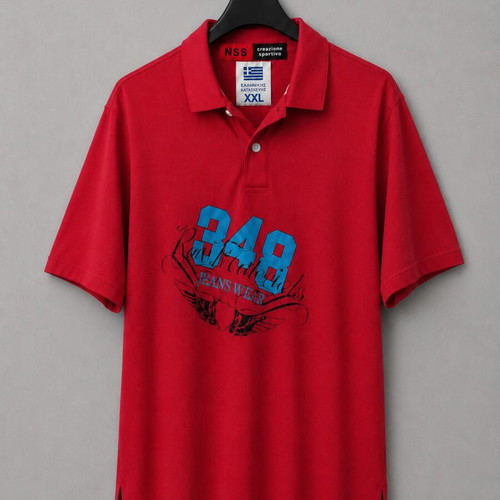 NSS Creazione Sportivo men's red polo shirt 348 print XXL like new