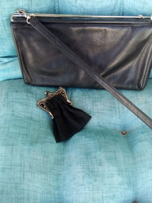 Italian leather bag like new with vintage silk wallet gift