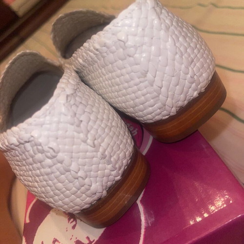 Leather moccasins with wooden heel like new, size 38