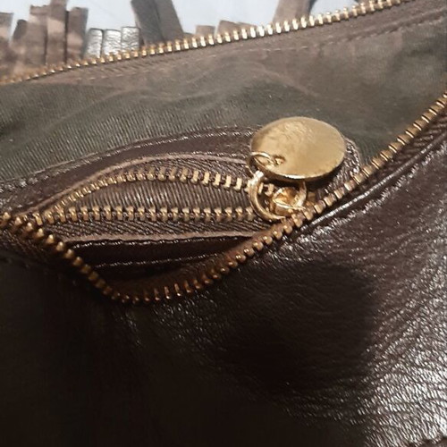 Large Zara shoulder bag new, genuine brown leather with fringes