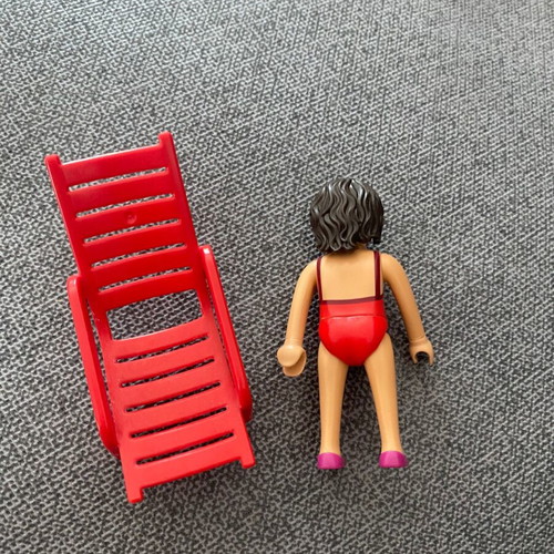 Playmobil woman sunbathing on deck chair like new