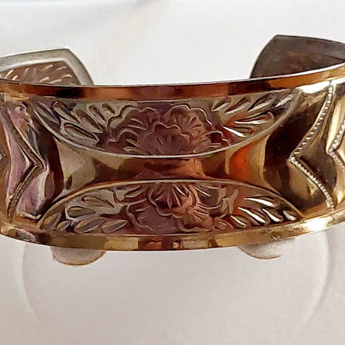 Vintage Statement Jewelry Set 90s bicolor metal with gift cuff bracelet like new
