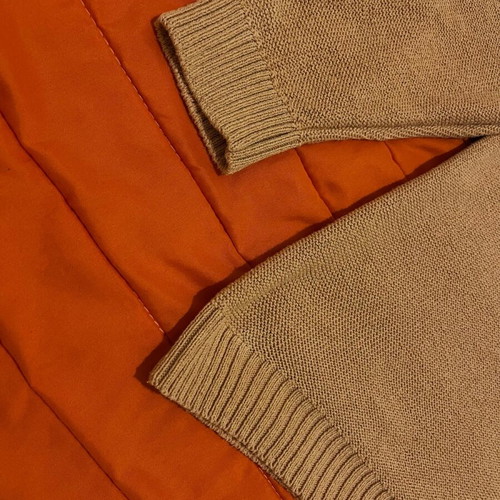 Zara knit crewneck sweater, loose fit, orange, size L
