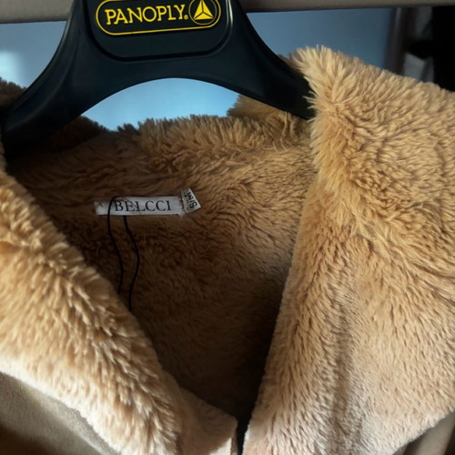 Women's coat with fur beige, size S-M