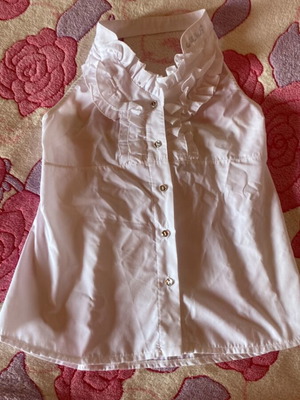 White Halter Shirt with Ruffles and Juicy Rhinestones, like new