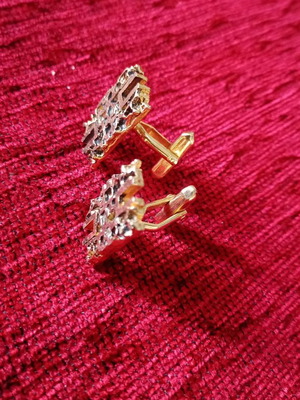 Cufflinks used, stainless steel with gold patina, abstract style