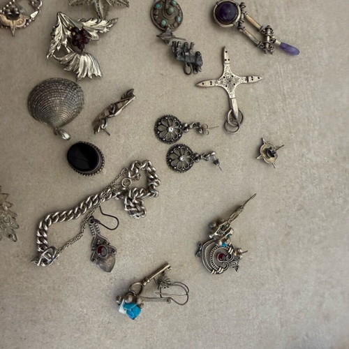 Silver earrings and pins used with 925 hallmark