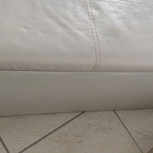 Storage Ottoman Stool used, beige leatherette
