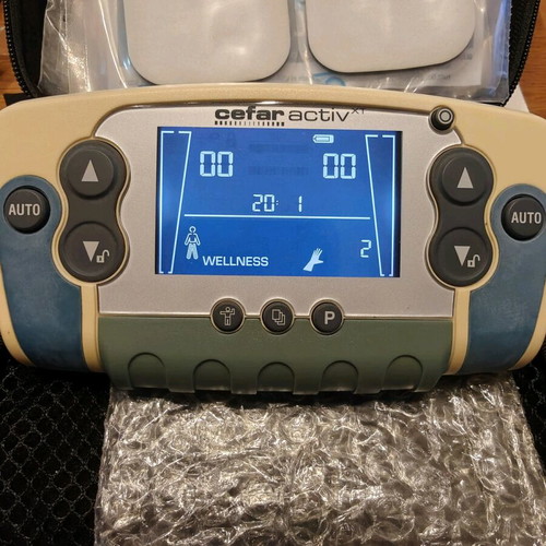 Cefar Activ XT TENS/EMS electrotherapy device used, complete set