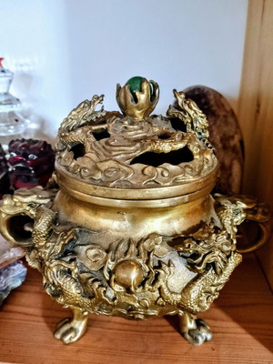 Incense burner used, brass