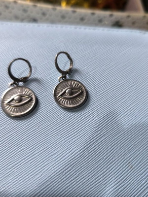 Steel earrings silver with eye new