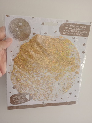 Transparent balloon with gold confetti new