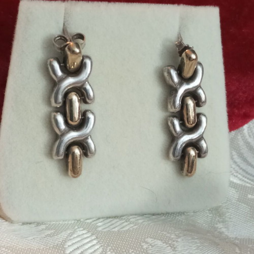 Silver 925 earrings gold plated with 14k, used