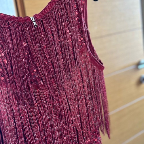 Bordeaux dress like new, shiny with sequins, size S