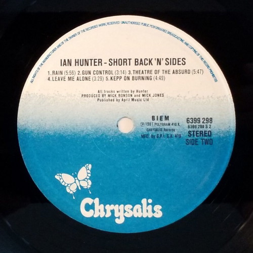 Ian Hunter Short Back N' Sides vinyl used, rock