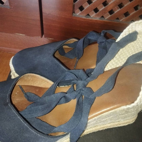 Viguera Blue Suede Espadrille Platform Sandals Size 39 Like New