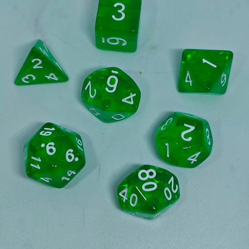 Set of 7 transparent dice for RPG and board games like new
