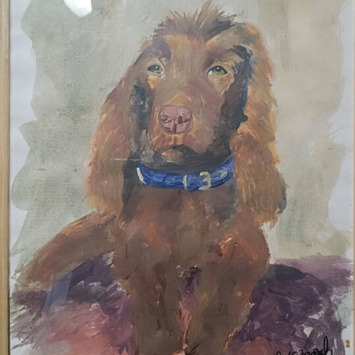 Cocker Spaniel art piece new, handmade with frame