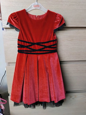 Marasil velvet dress dark red with lace and tulle like new