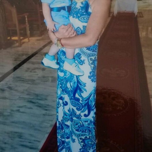 Summer dress size M like new, white with blue details