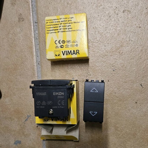 Eikon VIMAR 20060 1-module roller shutter switches black, new, set of 2