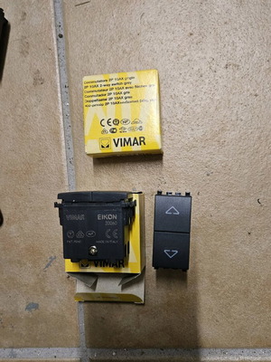 Eikon VIMAR 20060 1-module roller shutter switches black, new, set of 2