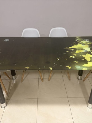 Γυάλινο τραπέζι μεταχειρισμένο με σχέδιο πεταλούδες