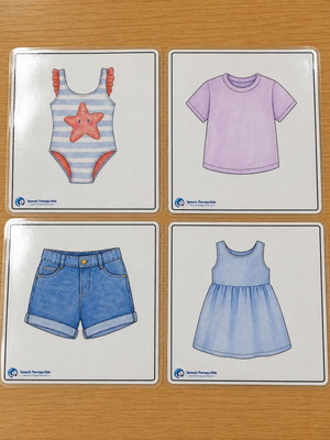 Educational set of 8 summer and 8 winter clothes cards like new