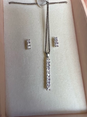 Sterling silver necklace and earrings set new