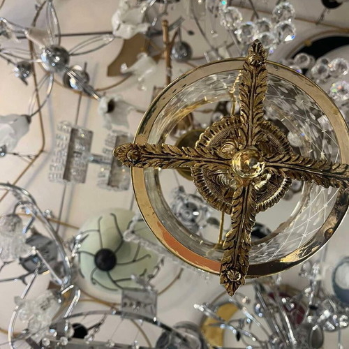 Solid brass ceiling light handcrafted refurbished, Baroque design