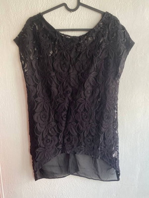 Lace blouse black like new, sexy elegant