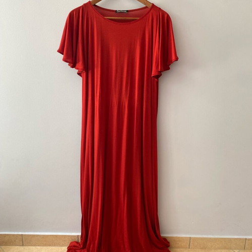 Parthenis long red dress, 100% tencel, summer evening