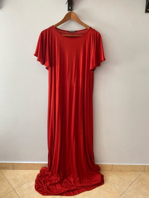 Parthenis long red dress, 100% tencel, summer evening