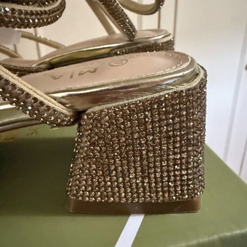 Luigi gold sandals with rotating strass ankle strap, size 37, new