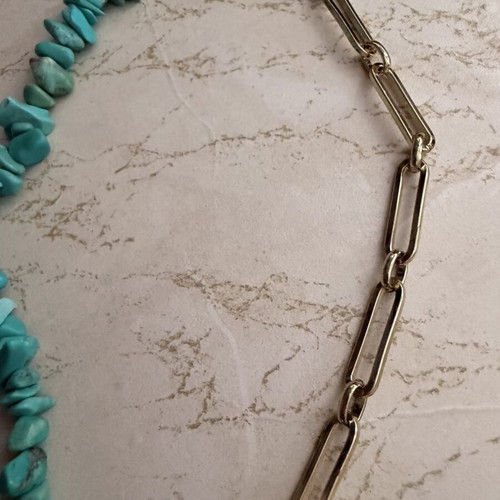 Necklace with turquoise stones and eye pendant like new, boho style