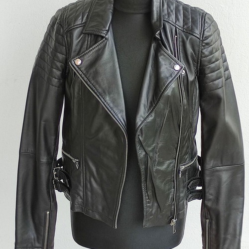 Δερμάτινο τζάκετ biker μεταχειρισμένο, μαύρο, μέγεθος small