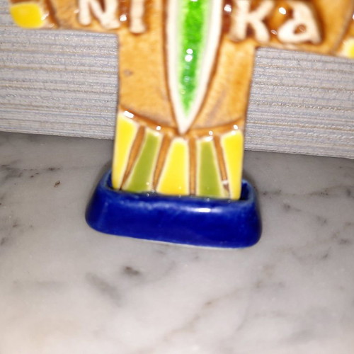 Ceramic tabletop cross new with base
