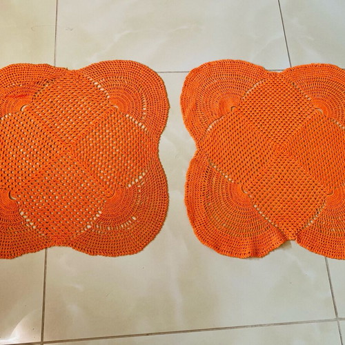 Handmade crocheted doilies with cotton thread like new, set of 2, 40x40 cm