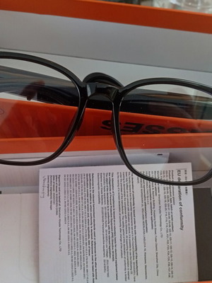Smart glasses with cleaning cloth and case