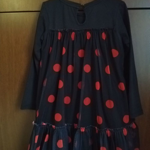 Energiers dress used for girl 4-5 years black with red polka dots