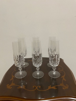 Crystal Champagne Glasses set of 6 new vintage 18x5 cm