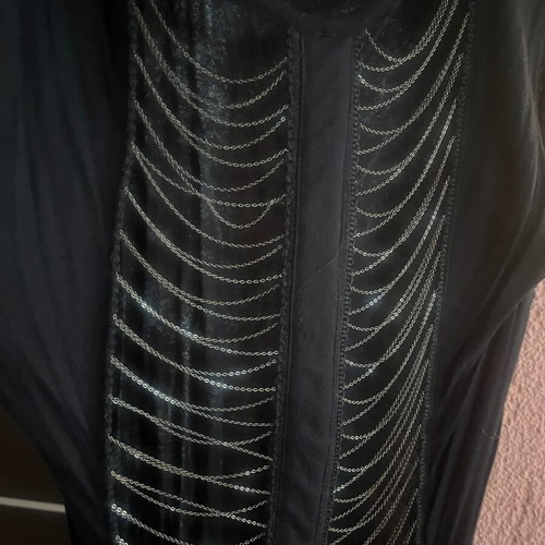 Bershka t-shirt new with chain and back cutout detail, black, size S