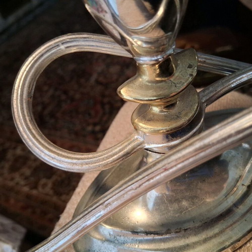Silver-plated three-arm candlestick used