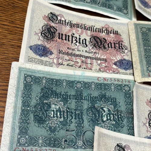 50 Mark 1914 banknotes, lot