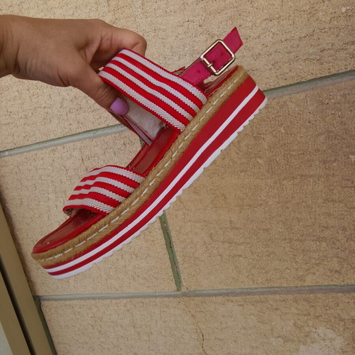 Voi & Noi sandals size 38 used, white and red platform