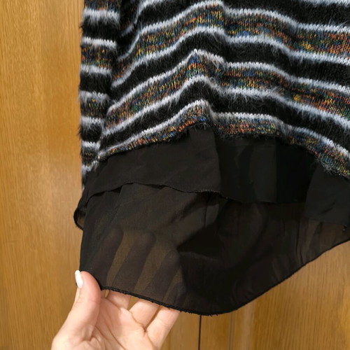 Women's long-sleeve sweater like new with black transparent fabric, size S